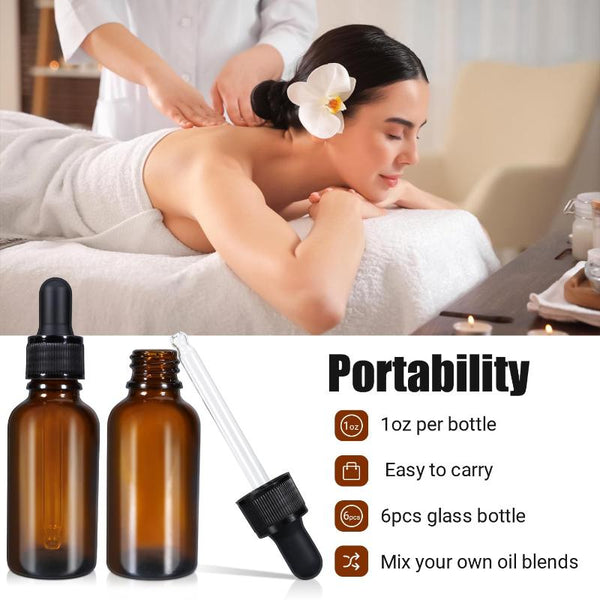 100Ml (5 Pack) Amber Glass Dropper Bottle Liquid Essential Oils Bottles Leakproof Tincture Travel Bottles & Containers