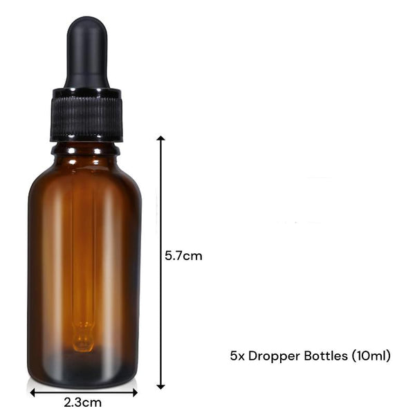 10Ml (5 Pack) Amber Glass Dropper Bottle Liquid Essential Oils Bottles Leakproof Tincture Travel Bottles & Containers