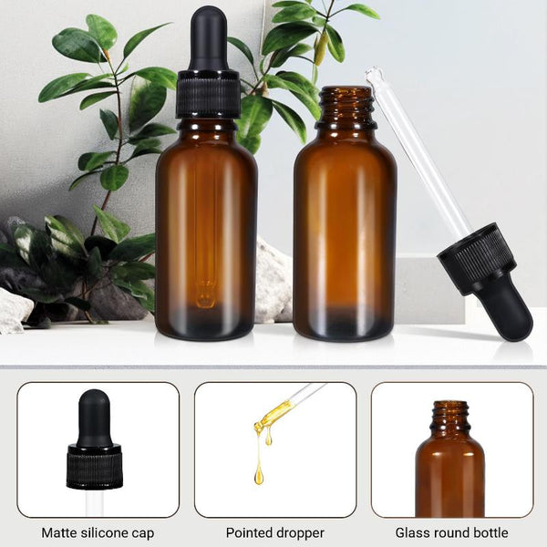 20Ml (5 Pack) Amber Glass Dropper Bottle Liquid Essential Oils Bottles Leakproof Tincture Travel Bottles & Containers