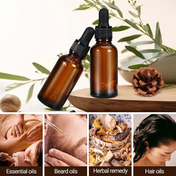 20Ml (5 Pack) Amber Glass Dropper Bottle Liquid Essential Oils Bottles Leakproof Tincture Travel Bottles & Containers