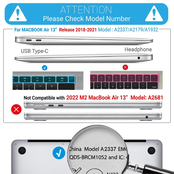 Suitable For Macbook Air 13 Inch Case 2022 2021 2020 2019 2018 A1932 A2179 A2337 Shell Keyboard Cover Grey Laptop Cases & Bags
