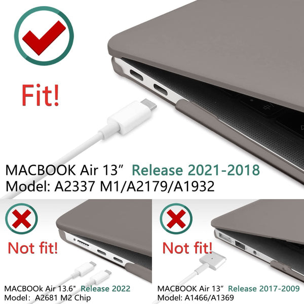 Suitable For Macbook Air 13 Inch Case 2022 2021 2020 2019 2018 A1932 A2179 A2337 Shell Keyboard Cover Grey Laptop Cases & Bags