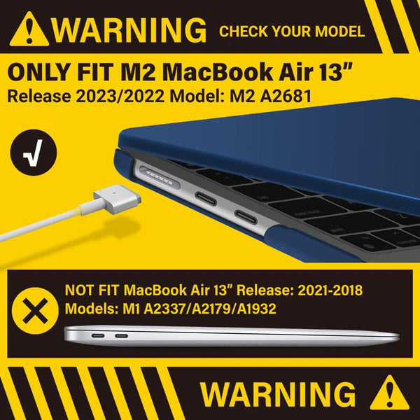 Suitable For 2023 2022 Macbook Air 13 Inch Case M2 Model A2681 Hard Shell Keyboard Cover Blue Laptop Cases & Bags