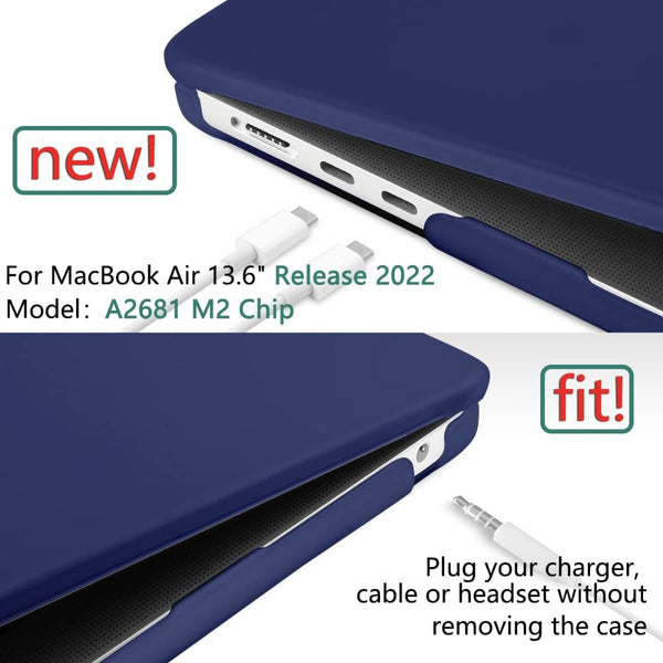 Suitable For 2023 2022 Macbook Air 13 Inch Case M2 Model A2681 Hard Shell Keyboard Cover Blue Laptop Cases & Bags