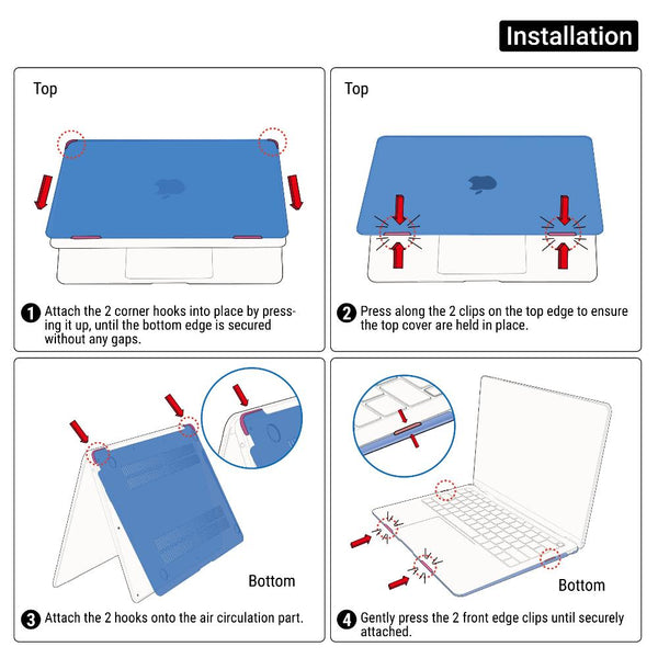 Suitable For 2023 2022 Macbook Air 13 Inch Case M2 Model A2681 Hard Shell Keyboard Cover Blue Laptop Cases & Bags
