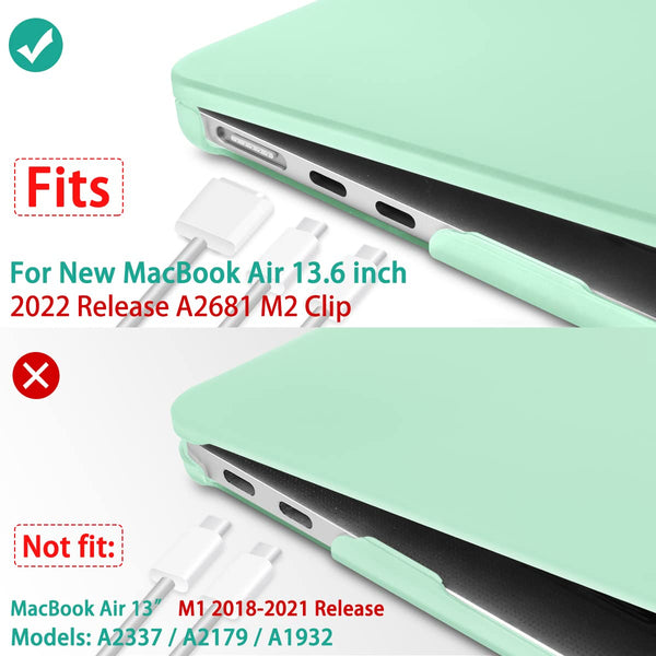 Suitable For 2023 2022 Macbook Air 13 Inch Case M2 Model A2681 Hard Shell Keyboard Cover Green Laptop Cases & Bags