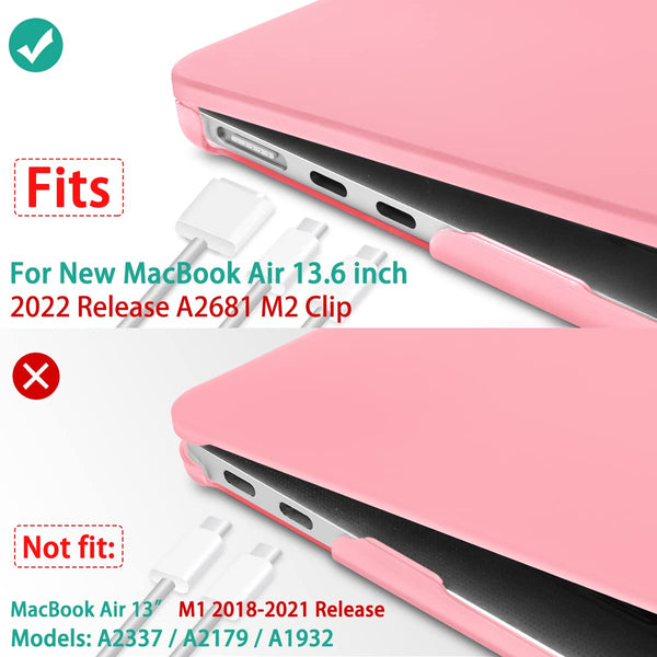 Suitable For 2023 2022 Macbook Air 13 Inch Case M2 Model A2681 Hard Shell Keyboard Cover Pink Laptop Cases & Bags