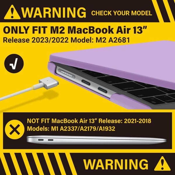 Suitable For 2023 2022 Macbook Air 13 Inch Case M2 Model A2681 Hard Shell Keyboard Cover Purple Laptop Cases & Bags