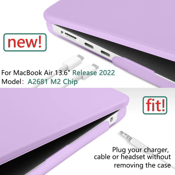 Suitable For 2023 2022 Macbook Air 13 Inch Case M2 Model A2681 Hard Shell Keyboard Cover Purple Laptop Cases & Bags