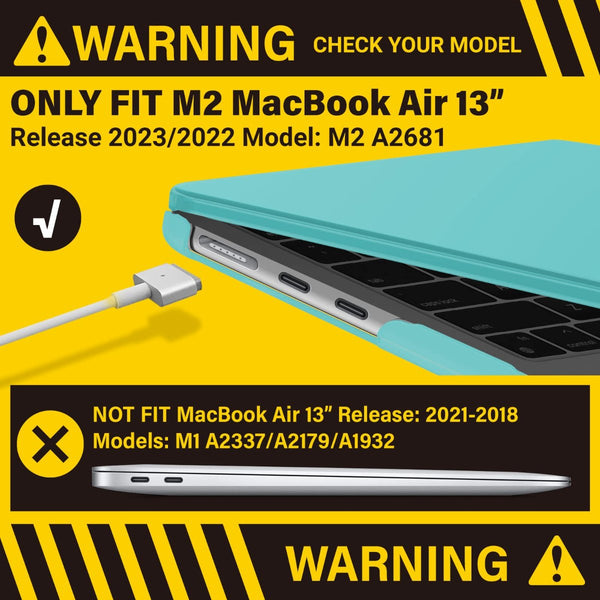 Suitable For 2023 2022 Macbook Air 13 Inch Case M2 Model A2681 Hard Shell Keyboard Cover Turquoise Laptop Cases & Bags