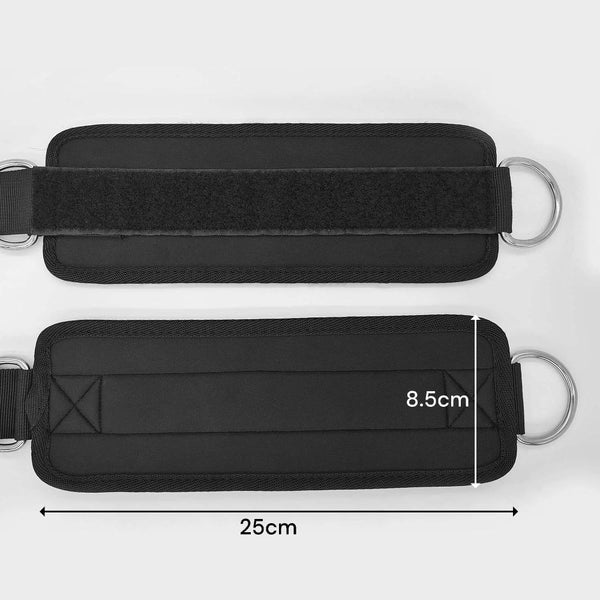 2X Ankle Straps For Cable Machines D Rings Gym Cuff Kickbacks Glute Workouts Leg Hip Extensions Black Wrist & Ankle Weights