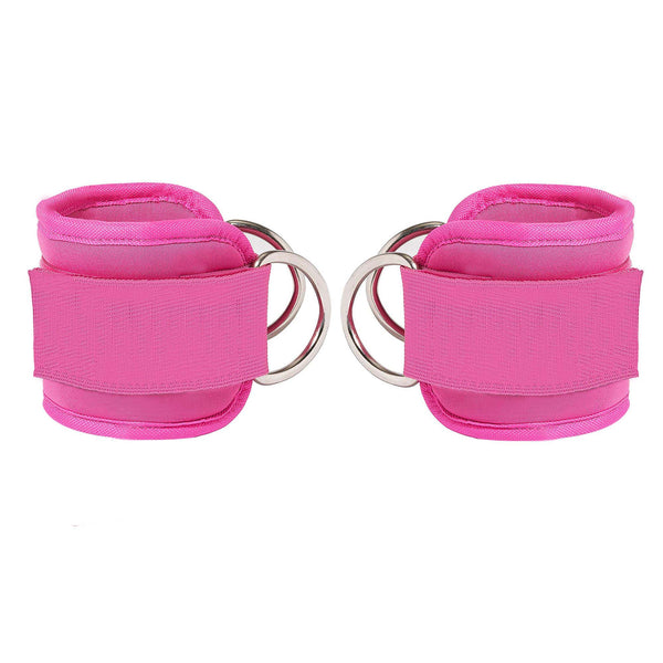 2X Ankle Straps For Cable Machines D Rings Gym Cuff Kickbacks Glute Workouts Leg Extensions Hip Pink Wrist & Ankle Weights
