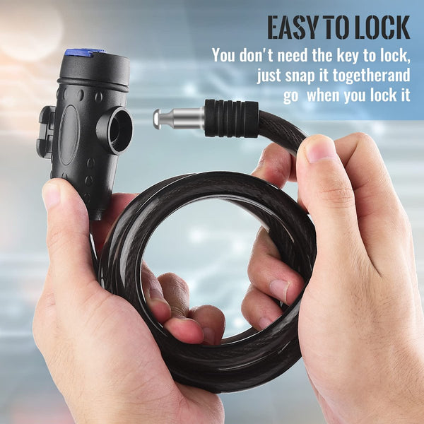 1.2M Keys Bicycle Lock Bike Cable Locks Motorcycle Mounting Bracket Scooter Locks & Security