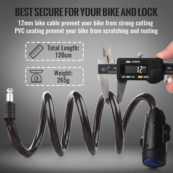 1.2M Keys Bicycle Lock Bike Cable Locks Motorcycle Mounting Bracket Scooter Locks & Security