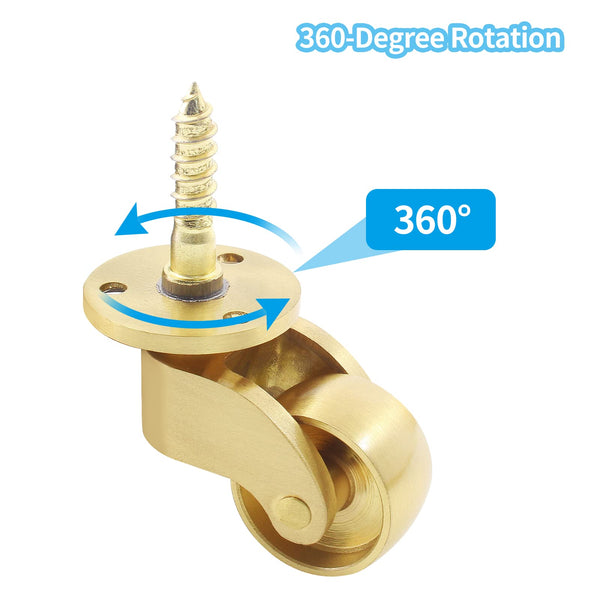 25Mm Castor Brass Caster Wheel Swivel Vintage Chairs Cabinet Bed Furniture Wheels Castor Wheels