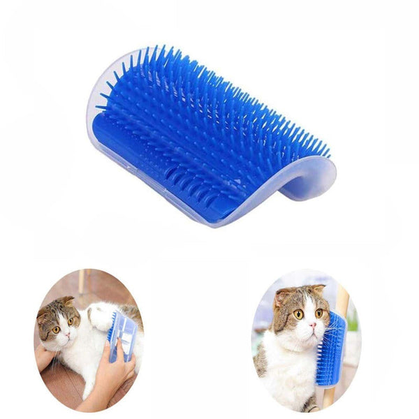 Cat Self Groomer Catnip Dog Toy Corner Wall Scratcher Comb Grooming Massage Brush Blue Pet Grooming