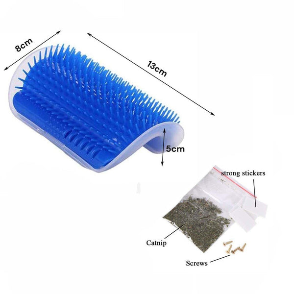 Cat Self Groomer Catnip Dog Toy Corner Wall Scratcher Comb Grooming Massage Brush Blue Pet Grooming
