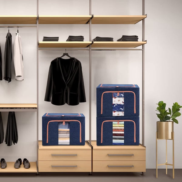 100L Cloth Storage Box Closet Organizer Bags Clothes Wardrobe Idea Grey Blue Storage Boxes