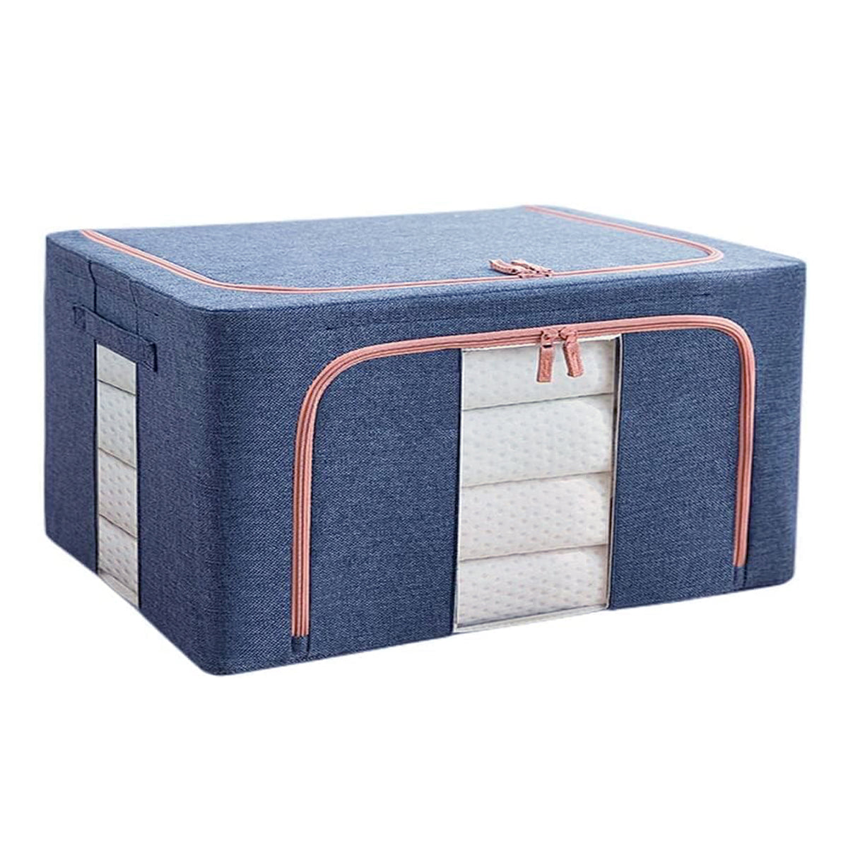 24L Foldable Fabric Storage Bin Closet Organizer Box For Wardrobe Clothes And Home Use Blue Closet Organisers
