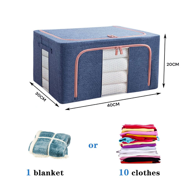 24L Foldable Fabric Storage Bin Closet Organizer Box For Wardrobe Clothes And Home Use Blue Closet Organisers