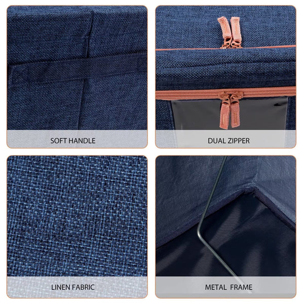 66L Cloth Storage Box Closet Organizer Bags Clothes Wardrobe Idea Grey Blue Closet Organisers