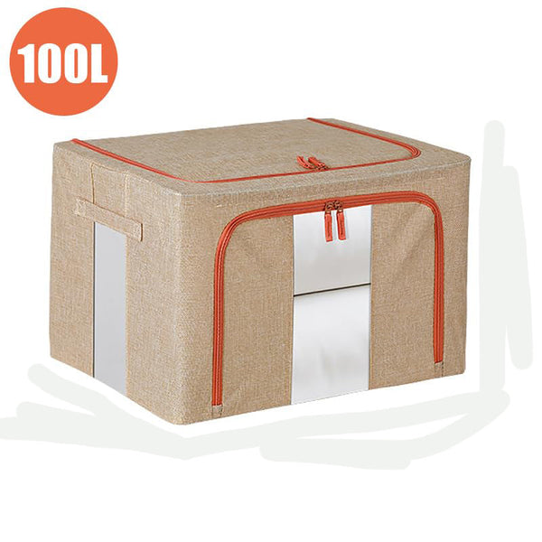 100L Cloth Storage Box Closet Organizer Bags Clothes Wardrobe Idea Cream Storage Boxes