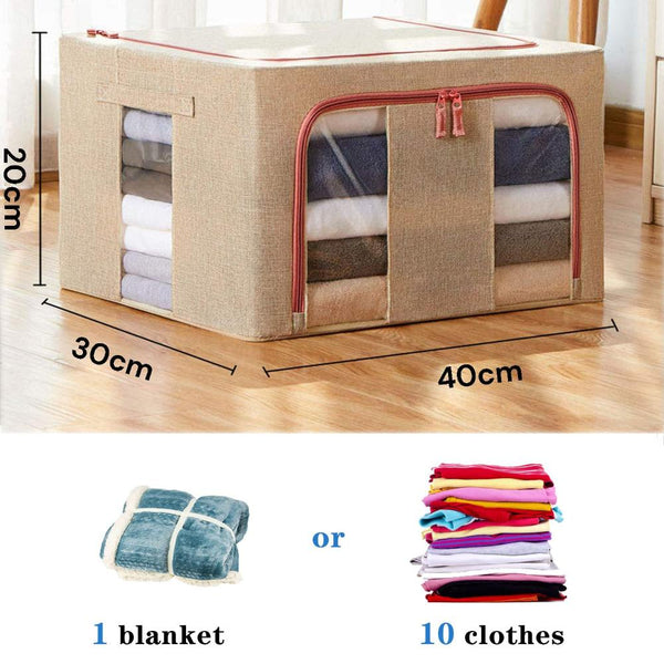 24L Cloth Storage Box Closet Organizer Bags Clothes Wardrobe Idea Cream Storage Boxes