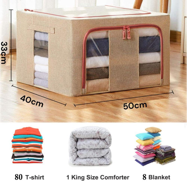 66L Cloth Storage Box Closet Organizer Bags Clothes Wardrobe Idea Cream Closet Organisers
