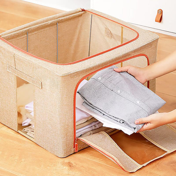 66L Cloth Storage Box Closet Organizer Bags Clothes Wardrobe Idea Cream Closet Organisers