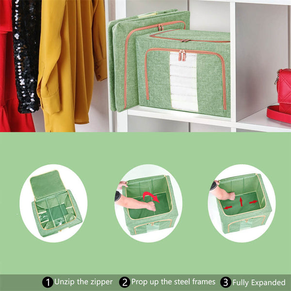 100L Cloth Storage Box Closet Organizer Bags Clothes Wardrobe Idea Green Storage Boxes