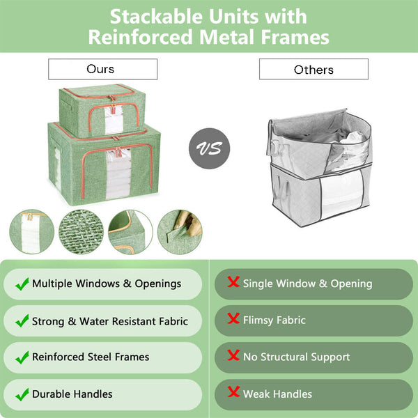 24L Cloth Storage Box Closet Organizer Bags Clothes Wardrobe Idea Green Storage Boxes