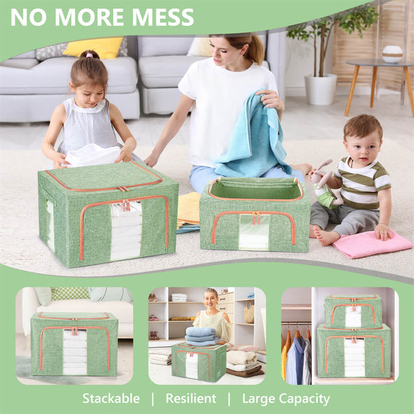 24L Cloth Storage Box Closet Organizer Bags Clothes Wardrobe Idea Green Storage Boxes