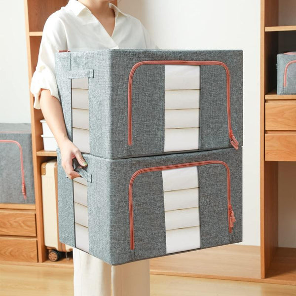 100L Cloth Storage Box Closet Organizer Bags Clothes Wardrobe Idea Grey Storage Boxes
