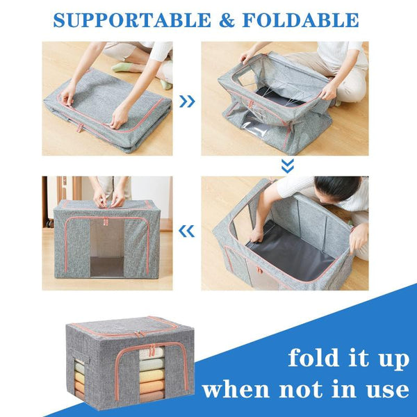 100L Cloth Storage Box Closet Organizer Bags Clothes Wardrobe Idea Grey Storage Boxes