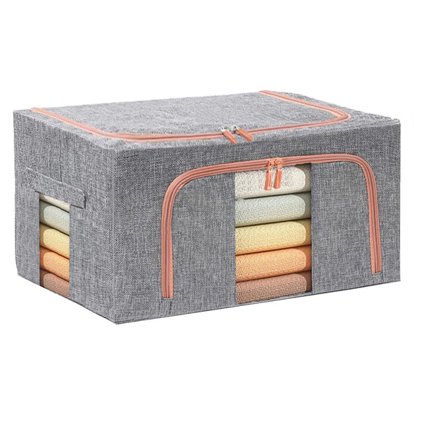 24L Foldable Fabric Storage Bin Closet Organizer Box For Wardrobe Clothes And Home Use Grey Closet Organisers