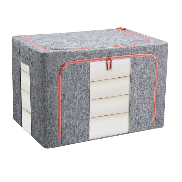 66L Cloth Storage Box Closet Organizer Bags Clothes Wardrobe Idea Grey Closet Organisers