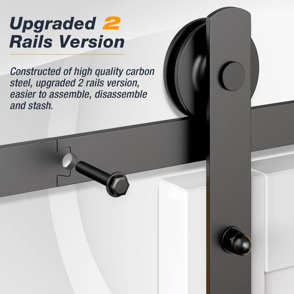 2M Heavy Duty Sliding Barn Single Door Hardware Kit Damper Track Rail Roller System Sliding Door Hardware