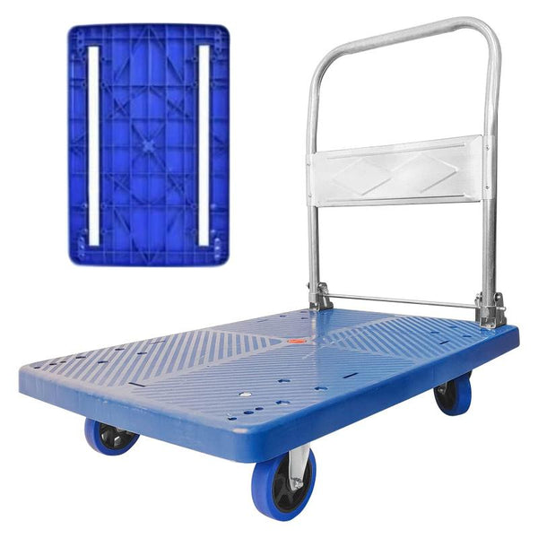 150Kg Foldable Warehouse Platform Trolley Truck Dolly Cart Swivel Wheels Moving Flatbed Wheelbarrows Carts Wagons