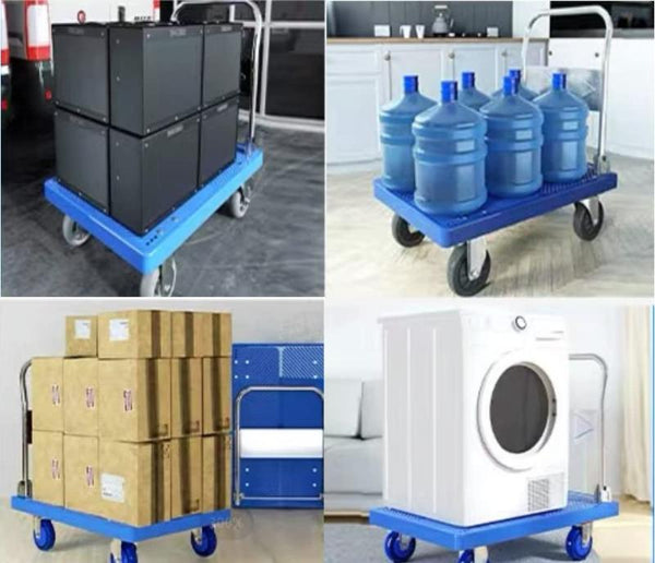 300Kg Foldable Warehouse Platform Trolley Truck Dolly Cart Swivel Wheels Moving Flatbed Wheelbarrows Carts Wagons