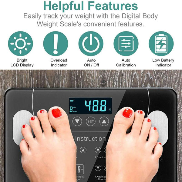 Lcd Scales Body Weight Bathroom Room Fat Gym Fitness Bmi Bmr Bathroom Scales