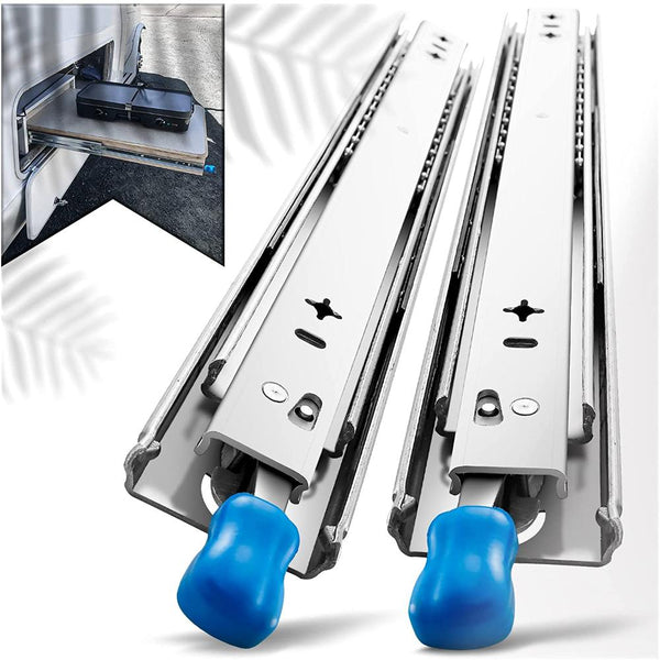 26In Pair 150Kg Heavy Duty Drawer Slides Rails Runners Locking Ball Bearing Cabinet Pulls