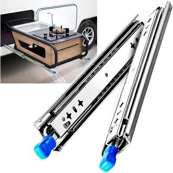 40In Pair 1000 2000Mm 150Kg Capacity Heavy Duty Trailer Drawer Slides Rails Runners Locking Cabinet Pulls