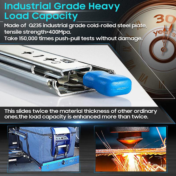 40In Pair 1000 2000Mm 150Kg Capacity Heavy Duty Trailer Drawer Slides Rails Runners Locking Cabinet Pulls