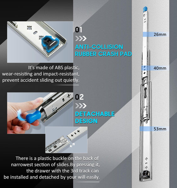 56In Pair 1000 2000Mm 150Kg Capacity Heavy Duty Trailer Drawer Slides Rails Runners Locking Cabinet Pulls