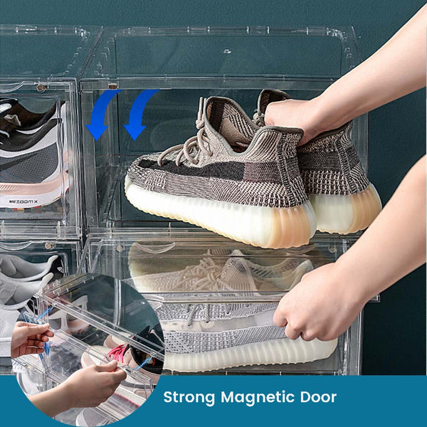 1 Pack Large Acrylic Shoe Box Storage Side Door Open Stackable Boxes Transparent Clear Display Case Shoe Racks