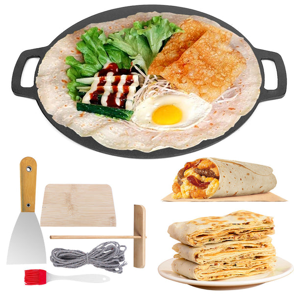 28Cm Seasoned Cast Iron Induction Crepes Pan Baking Pancake Tool Pizza Bakeware Other Cookware