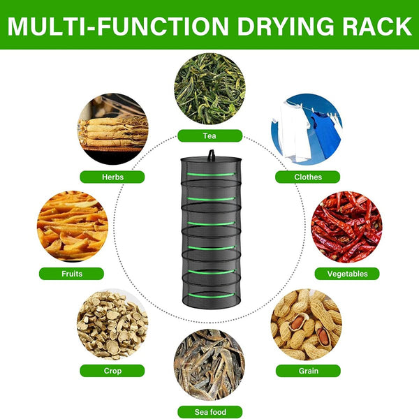6 Layer 120Cm Foldable Herb Vegetable Fruit Drying Dehydrating Rack Mesh Hanging Dryer Grow Tents Dry Racks & Shelves