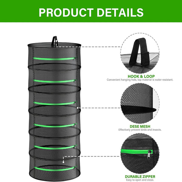 6 Layer 120Cm Foldable Herb Vegetable Fruit Drying Dehydrating Rack Mesh Hanging Dryer Grow Tents Dry Racks & Shelves