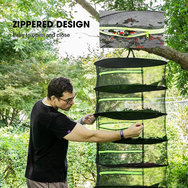 6 Layer 120Cm Foldable Herb Vegetable Fruit Drying Dehydrating Rack Mesh Hanging Dryer Grow Tents Dry Racks & Shelves