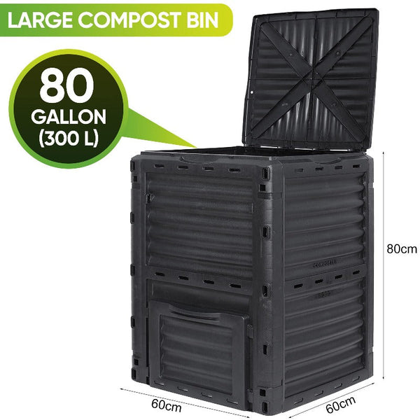 300L Large Garden Outdoor Compost Bin Composter Bpa Free Barrel Garden Compost Bins